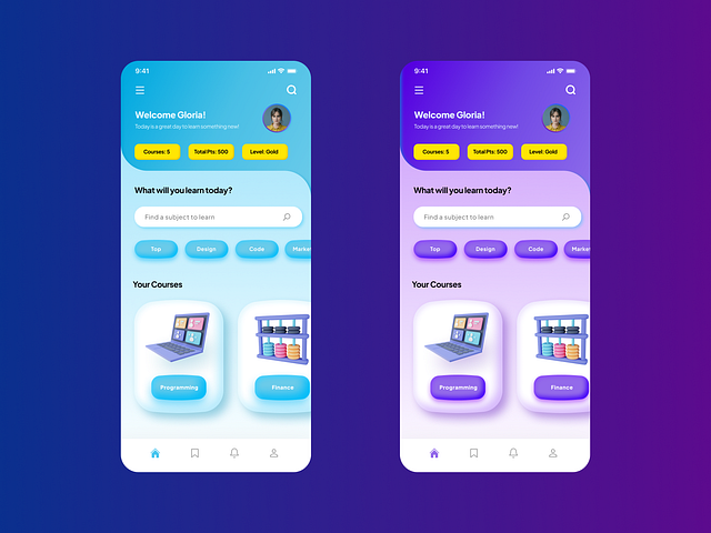 Educational App UI Design - Claymorphism by Humaa A on Dribbble
