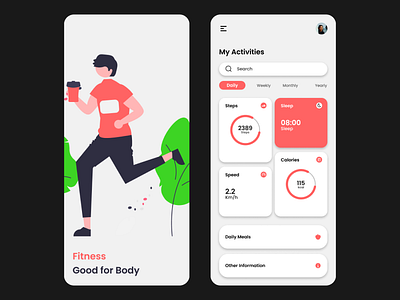 Fitness App - UI Design 3d animation app appdesign branding design fitness fitnessapp fitnessdesign graphic design illustration logo motion graphics ui