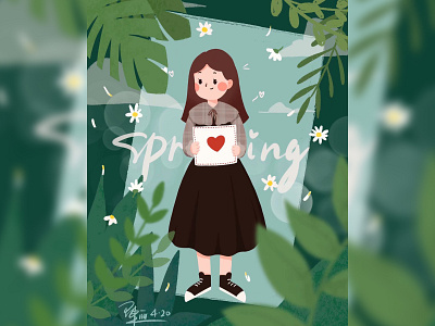 Girl's Diary - Spring illustration