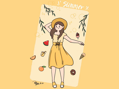 Girl's Diary - Summer illustration