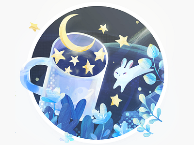 Moon & Rabbit illustration mid autumn festival