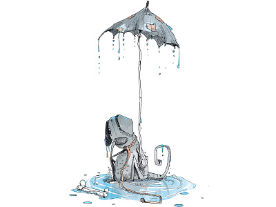 Sad Dog derholle digital painting dog illustration rain watercolor