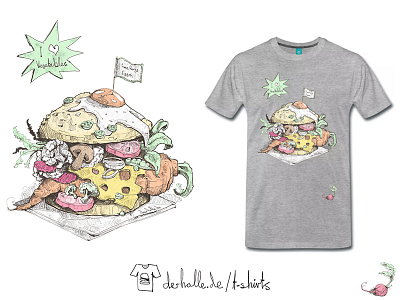 Burger "I Love Vegetables" burger cheese cheeseburger classic derholle fastfood spreadshirt t shirt vegetables veggie