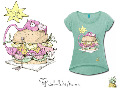Burger "The Pink Lady" ananas burger cheese classic derholle fastfood flamingo lady pineapple pink spreadshirt t shirt