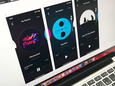 Work process dark interface iphonex minimal music player ui ux