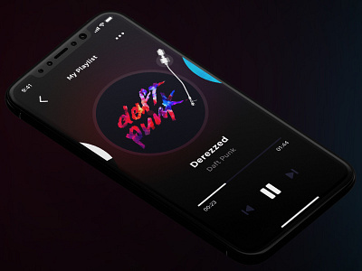 Old vinyl player dark interface iphonex minimal music player ui ux