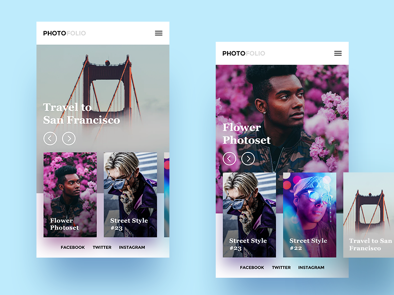 PhotoFolio responsive slider web app mobile photo ux ui minimal