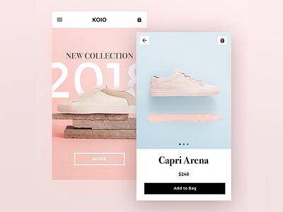 KOIO app blue e commerce minimal pink product shop store