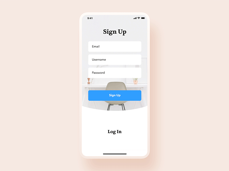 Sign Up | Log In animation app design invisionstudio iphone login mobile signupbutton sketch ui ux white