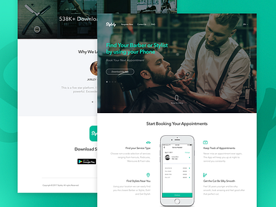 Styley Landing Page appointments barber landing page style stylely web