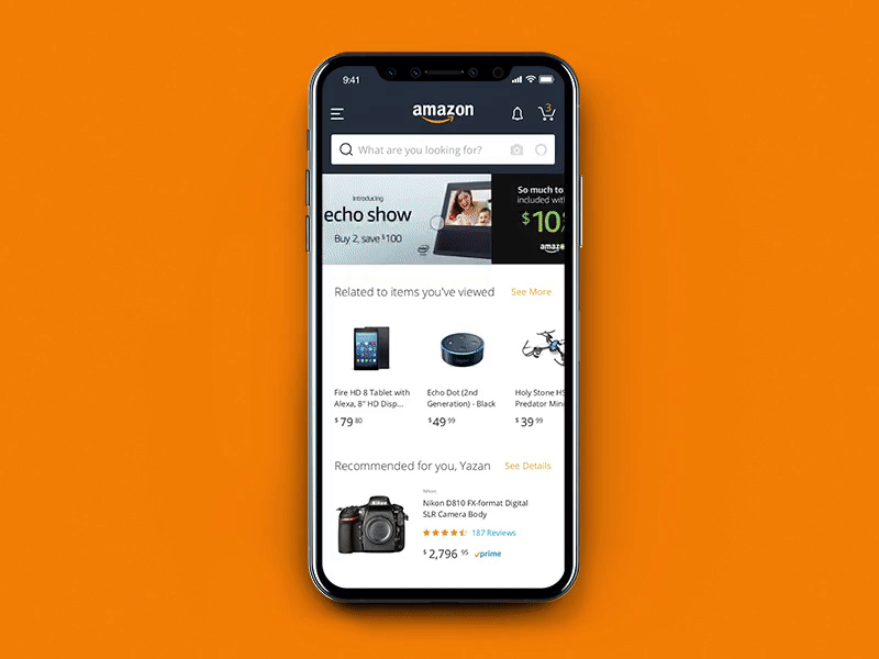 Amazon Concept add to cart amazon animation app cart e commerce gif interaction iphone x mobile