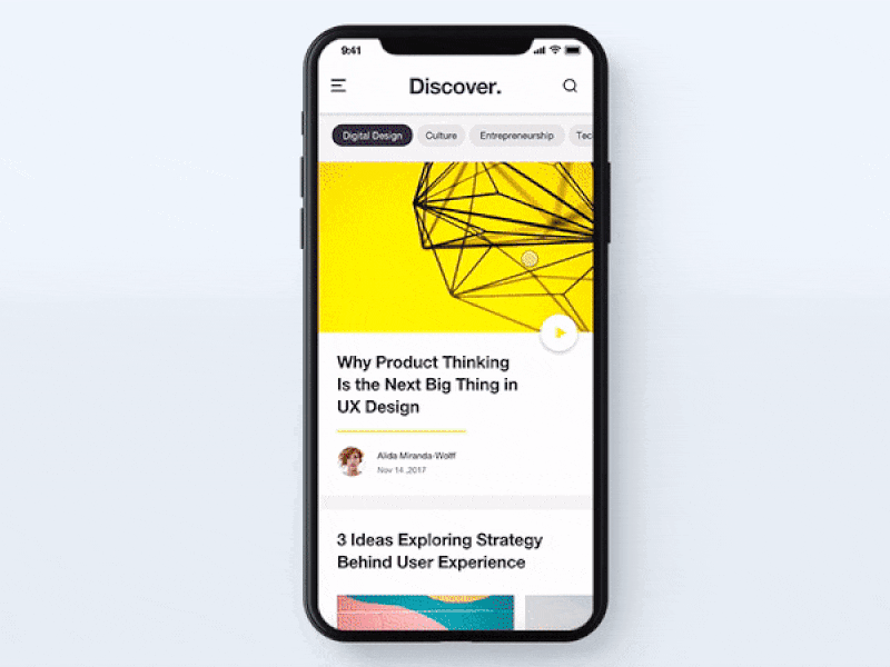 Discover. app animation app blog gif interaction mobile