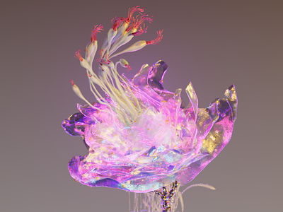 flora 3d abstract flower houdini redshift