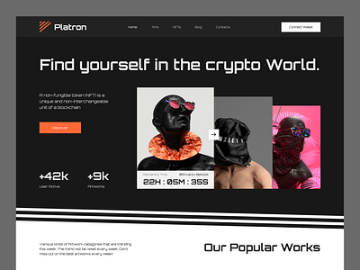 Platron - NFT Marketplace Homepage blockchain crypto crypto art currency design ethereum foundation interface landing page nft nft art platform rarible wallet web design website