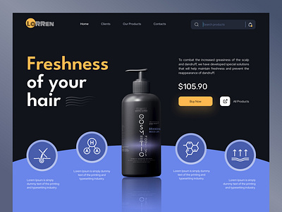 Lorren - Haircare products barber conditioner cosmetics ecommerce hair haircare hairsalon hairstyle homepage landing page lotion mockup natural shampoo skincare web web design website