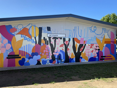 Progress photo, mural painting schoolbased