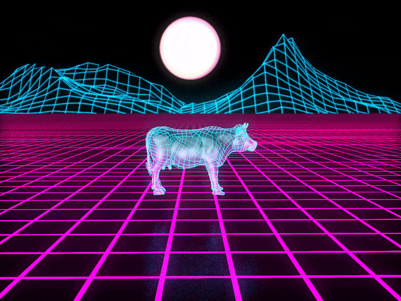 Web Punk Cow 3d animation cow cyber grid punk web