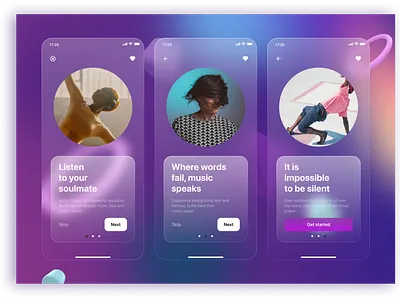 Day 1. Music App Onboarding. Glassmorphism. app daily ui glassmorphism study case ui