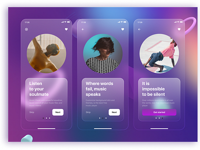 Day 1. Music App Onboarding. Glassmorphism.