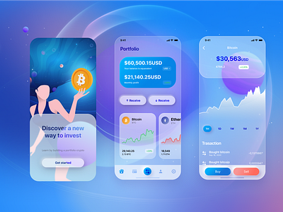 Day 2. Bitcoin App. Glassmorphism. bitcoin app daily ui glassmorphism mobile app study case