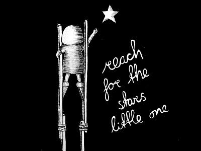 Reach for the stars childrens books hand drawing illustration ink kidlit poster reach for the stars stilts