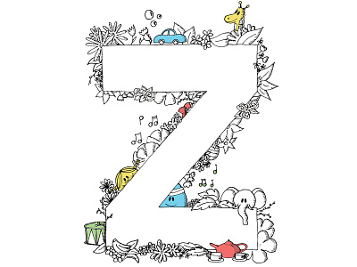 Z stands for Zahl graphic design hand drawing illustration ink lettering