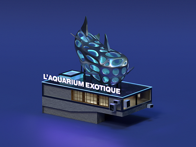 Aquarium in Yankerville 3d 3d animation 3d art 3d artist aquarium artwork cinema4d clean minimalism octane vr