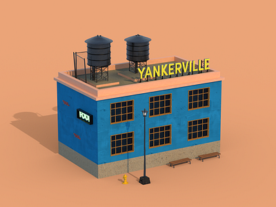 Yankerville Warehouse 3d 3d art 3d model 3d texturing building city miniature octane paper city small city vr website