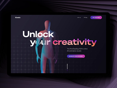 Kinetix - Website Intro 3d animation black clean colorful gradient grid homepage interface landing loader mesh gradient minimal motion neon retro retrowave sass website