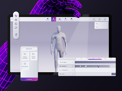 Kinetix - 3D viewer animation clean dashboard design interface minimal neuemorphism product sass tool