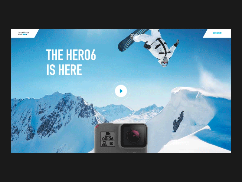 GoPro - HERO6 Black landing animation black gopro hero6 intro sport website