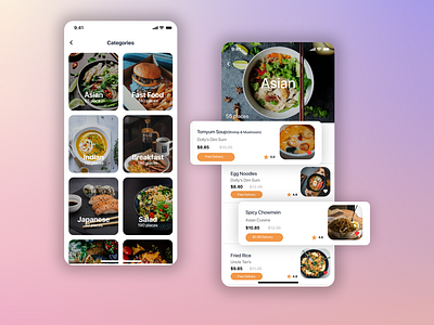 UI/UX design of food delivery mobile app (iOS & Android)