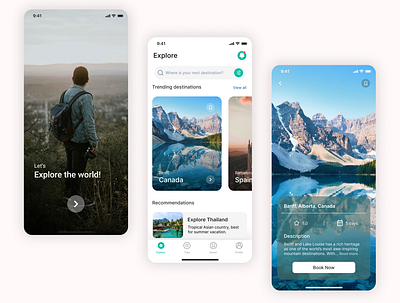 Travel booking app UI design. app design booking app dailyui dribbblers figma freatured glassmorphism ui design holiday destination app illustration mobile mobile app product design tourist app travel app trending trending 2022 user interface design userexperience uxdesign web design