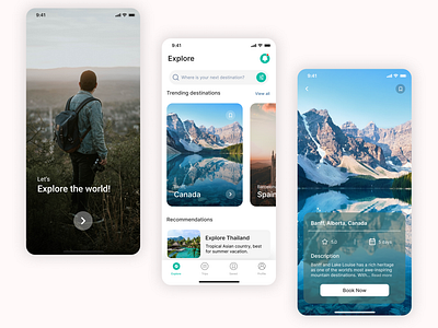 Travel booking app UI design.