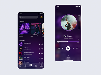 Music Player Mobile App UI design