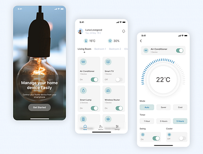 Smart Home Device Control App - Control your smart home devices! app design branding clean ui design device control app figma inspiration mobile app mobile app design smart home app smart home app ui trending app design trending design 2022 ui ux uxdesign