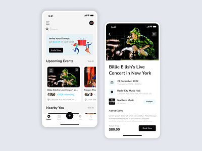 Music event (concert) ticket booking app UI design