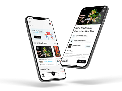 Music event ticket booking app UI design