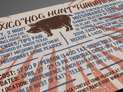 Hog Hunt Fundraiser flyer hog hog hunt vintage