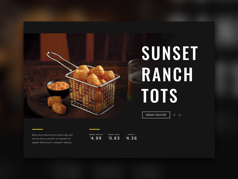 McCain Recipe Page Concept dark minimal web design web recipe