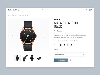 Watch Product Page app blue clean clean ui ecommerce modern shopping shopping app ui watch website