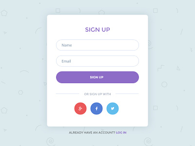 Colorful Simple Sign Up Form clean debut form fun interaction design miamidribbble minimal sign up social media ui ux