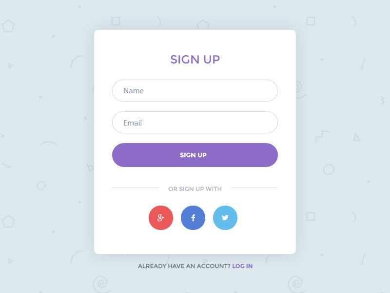 Colorful Simple Sign Up Form by Jenelle Miller on Dribbble