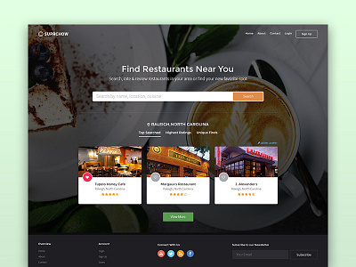 Restaurant Guide Website Mockup clean cuisine dine dinner restaurant travel ui user experience user interface ux website