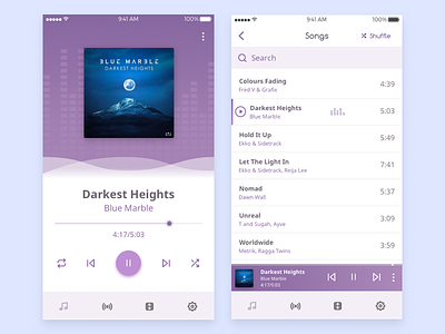 Media Player Moibile App Concept app clean media media player minimal mobile music purple sleek ui