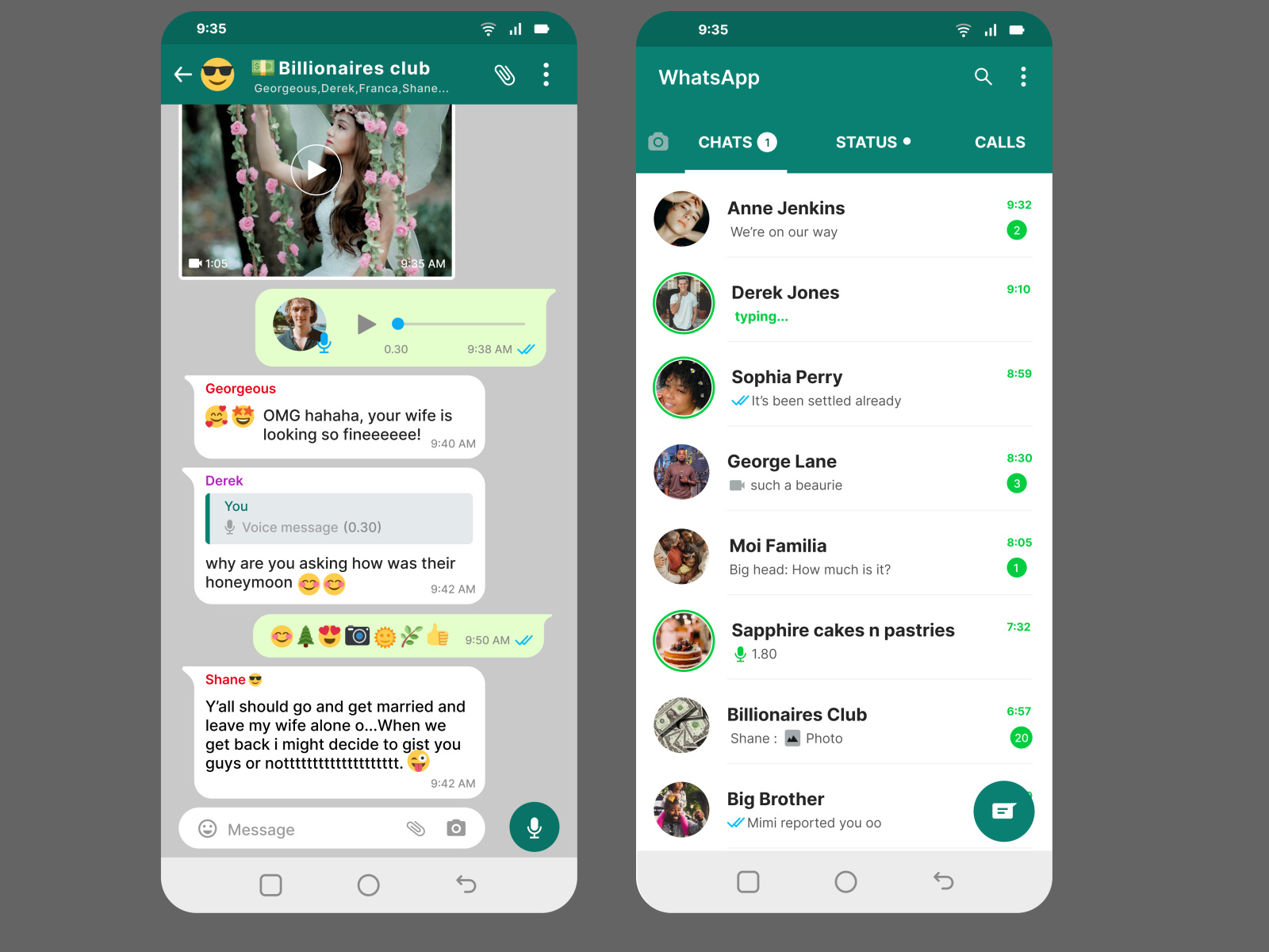 Whatsapp homepage and chat screen by Arogundade Glory on Dribbble