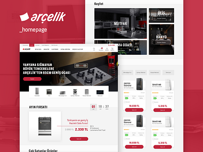 ARCELIK online experience redesigned – concept arcelik e commerce homepage red ui white goods