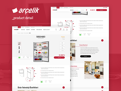 ARCELIK online experience redesigned – product detail arcelik e commerce online experience product product detail product page red redesign ui white goods