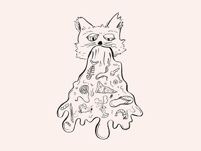 Cat Spew outline cat design fine liner graphic design hand drawn illustration line drawing outline sketch vomit