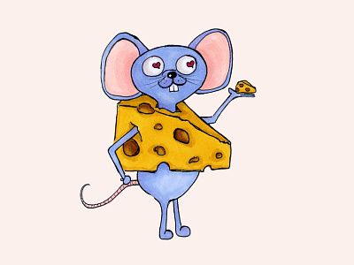 Mouse Cheese alcohol markers character cheese colouring design graphic design hand drawn illustration mouse sketch